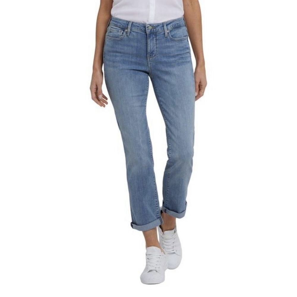 New NYDJ Sz 16 Jeans Sheri Slim High Rise Straight Denim Corfu Blue Shaping NWT